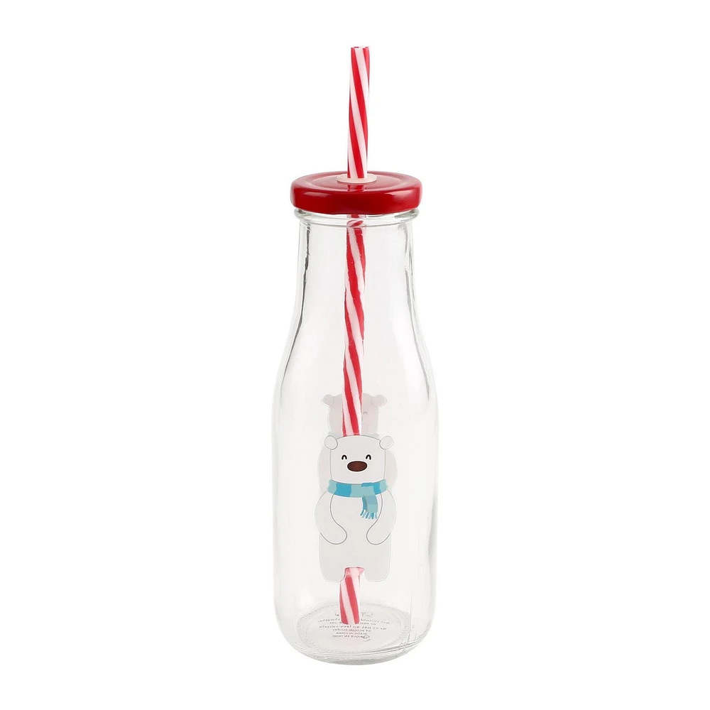 GLASS BOTTLE - SNOWMAN+POLAR BEAR
