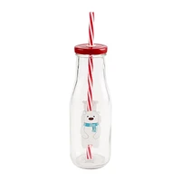 GLASS BOTTLE - SNOWMAN+POLAR BEAR