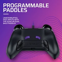 Victrix Gambit World's Fastest Licensed Xbox Controller for Xbox One, Series X|S – PC Compatible - Elite Esports Design with Custom Paddles, Swappable Pro Thumbsticks & White / Purple Faceplates