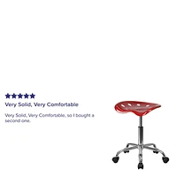 Vibrant Wine Red Tractor Seat and Chrome Stool