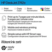 HP DeskJet 2742e All-in-One Printer with Bonus 6 Months Instant Ink, Keep it simple