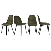 Homy Casa 5-Piece Dining Set, 1 Table with 4 Ergonomic Upholstered Chairs, PVC-Coated Table Top for Dining Room Kitchen Reception Area In, Natural/Espresso Table