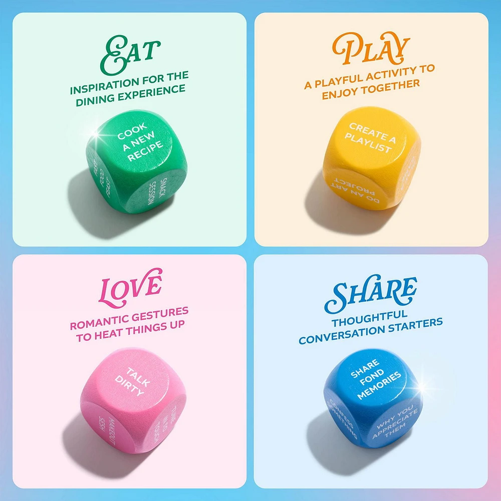Let’s Get Deep® Date Night Dice by Relatable, Includes 4 Dice, for Ages 18+, Roll for 200+ Unique Date Night Ideas