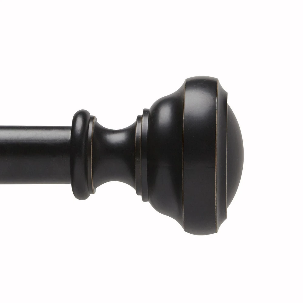 ENSEMBLE DE TRINGLE À RIDEAUX HOMETRENDS NOBLE AU FINI NOIR MAT – DIAMÈTRE DE 1" ET LONGUEUR DE 60" À 144" Ensemble de tringle à rideaux