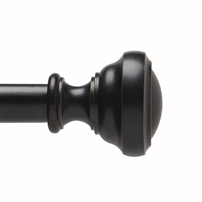 ENSEMBLE DE TRINGLE À RIDEAUX HOMETRENDS NOBLE AU FINI NOIR MAT – DIAMÈTRE DE 1" ET LONGUEUR DE 60" À 144" Ensemble de tringle à rideaux