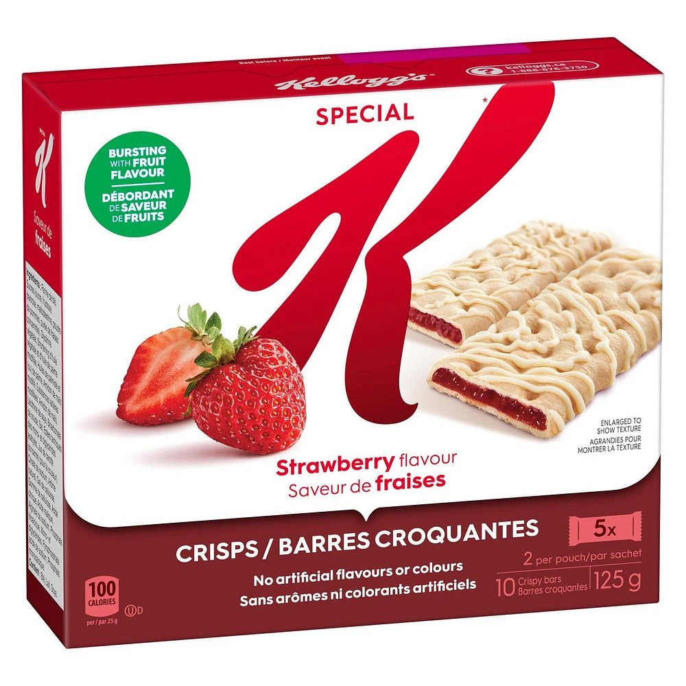 Kellogg's Special K Barres Croquantes Aux Fruits Saveur De Fraises, 125 g,  10 Barres Croquantes, 2 Par Sachet 125 g, 10 barres