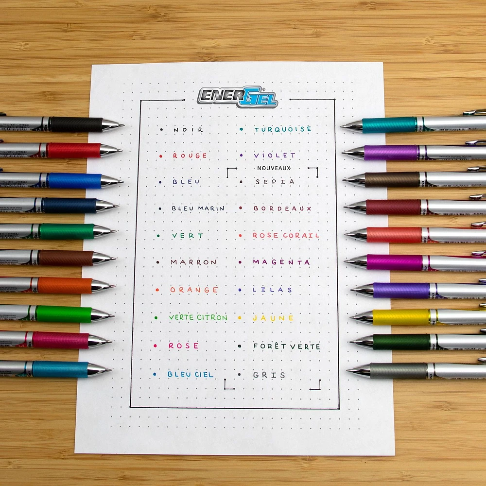 EnerGel Rétractable Stylo à Encre Gel (0,7mm), Noir Ensemble Stylo et Encre Recharge