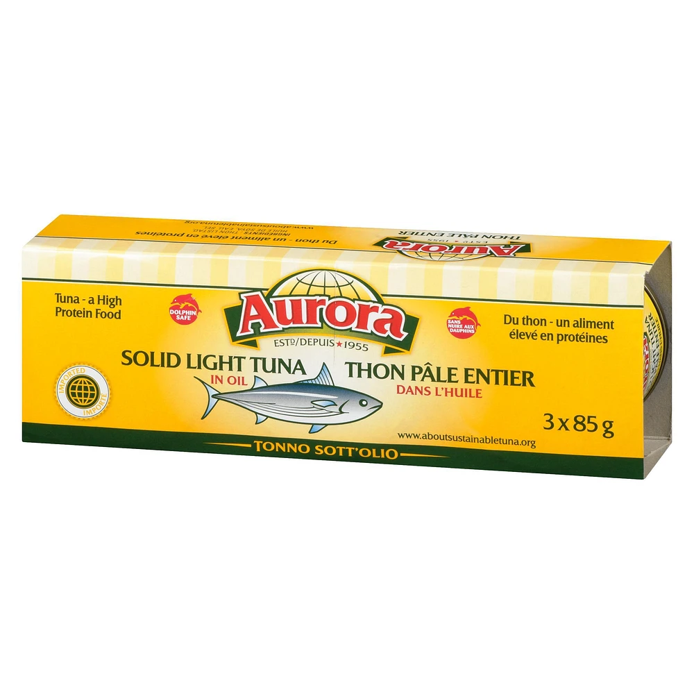 AURORA Solid Light Tuna in Oil, 3 x 85 g