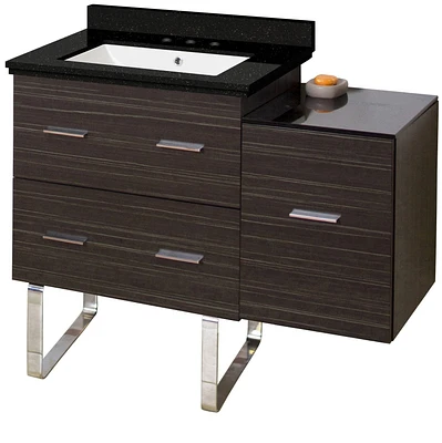 American Imaginations 23.75-in. W Floor Mount White Vanity Set For 1 Hole Drilling Black Galaxy Top Biscuit UM Sink AI-18787
