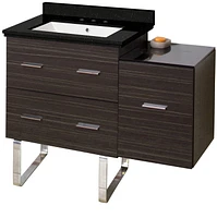 American Imaginations 23.75-in. W Floor Mount White Vanity Set For 1 Hole Drilling Black Galaxy Top Biscuit UM Sink AI-18787