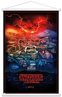 Netflix Stranger Things: Saison 4 – Hawkins, Indiana 22,375" x 34" Affiche Murale avec Cadre Magnétique en Bois de Hêtre, par Trends International