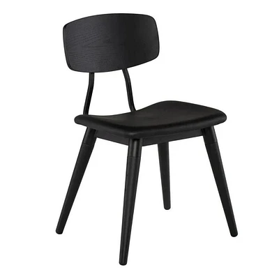 Scholar Dining Chair - Black Naugahyde seat with black oak legs and Black oak seat with black oak legs