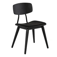 Scholar Dining Chair - Black Naugahyde seat with black oak legs and Black oak seat with black oak legs