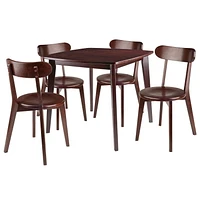 Winsome Pauline 5-Pc Set Table with Chairs, Walnut Finish