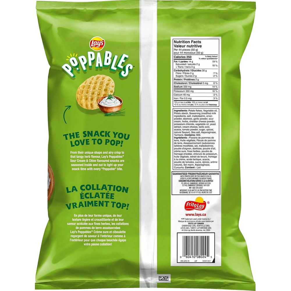 Lay’s Poppables Sour Cream & Chive Flavoured Potato Snacks, Value Size, 200 g.