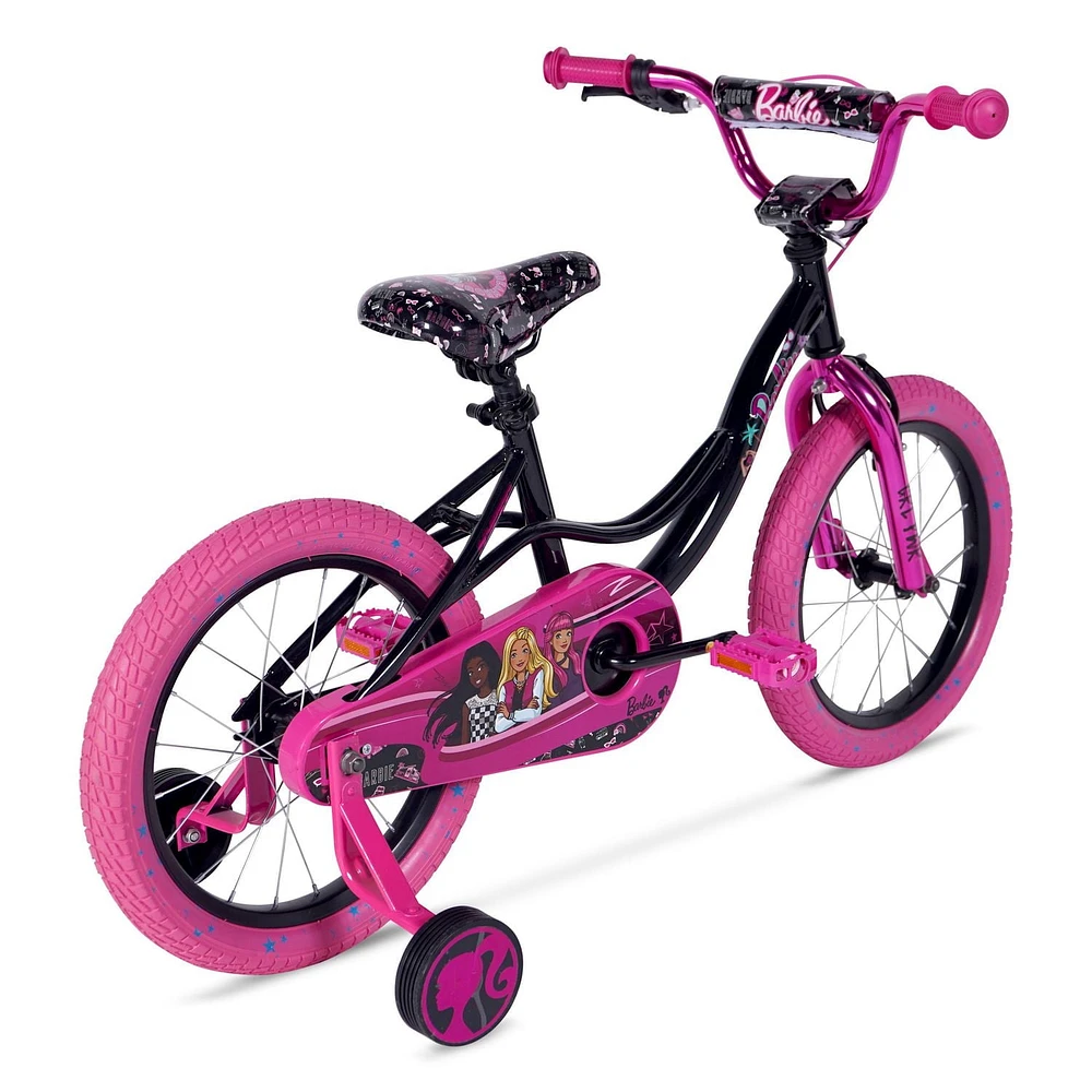 Barbie GRLPOWER 16" Bike, with Training Wheels, Black and Pink