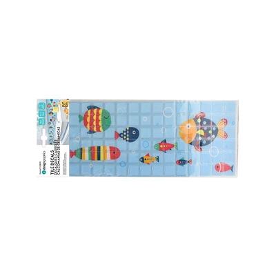 Truu Design Self-Adhesive Peel and Stick Border Wall Tiles, 14.5 x 5 inches, Fish, 6 Pieces