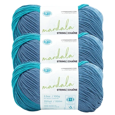 Fil Lion Brand Mandala® String Fil #1 Superfin/Doigté Yarn 100g/320m 3 Pelotes