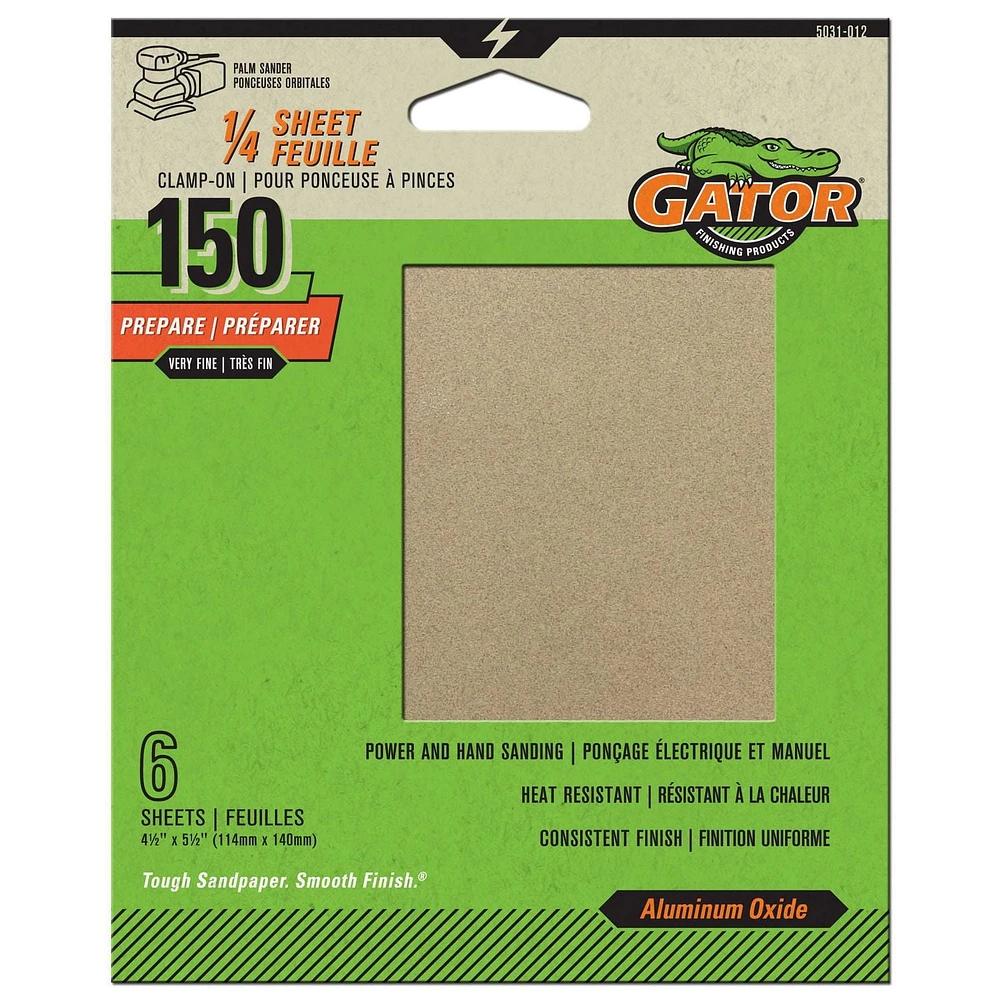 Gator Multi-Surface Clamp-On 1/4 Sanding Sheet -150 Grit