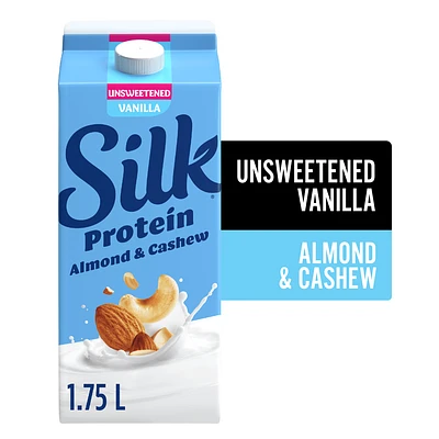 Silk Protein Almond & Cashew Milk Alternative, Vanilla Unsweetened, Dairy Free, 1.75 L