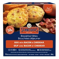 Bouchées déjeuner aux œufs avec bacon et cheddar Schneiders, 4 par paquet 224 g