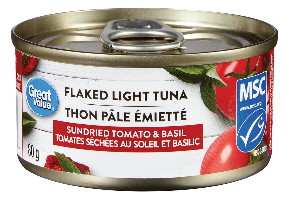 Great Value Flaked Light Tuna, Sundried Tomato & Basil, 80 g