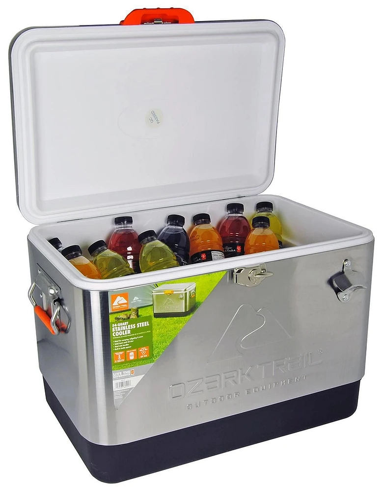 Glacière Ozark Trail 54 pintes Glacière en acier inoxydable avec décapsuleur 85 canettes, 51 L