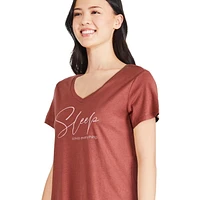T-shirt de nuit avec encolure en V George pour femmes Tailles TP–TTG