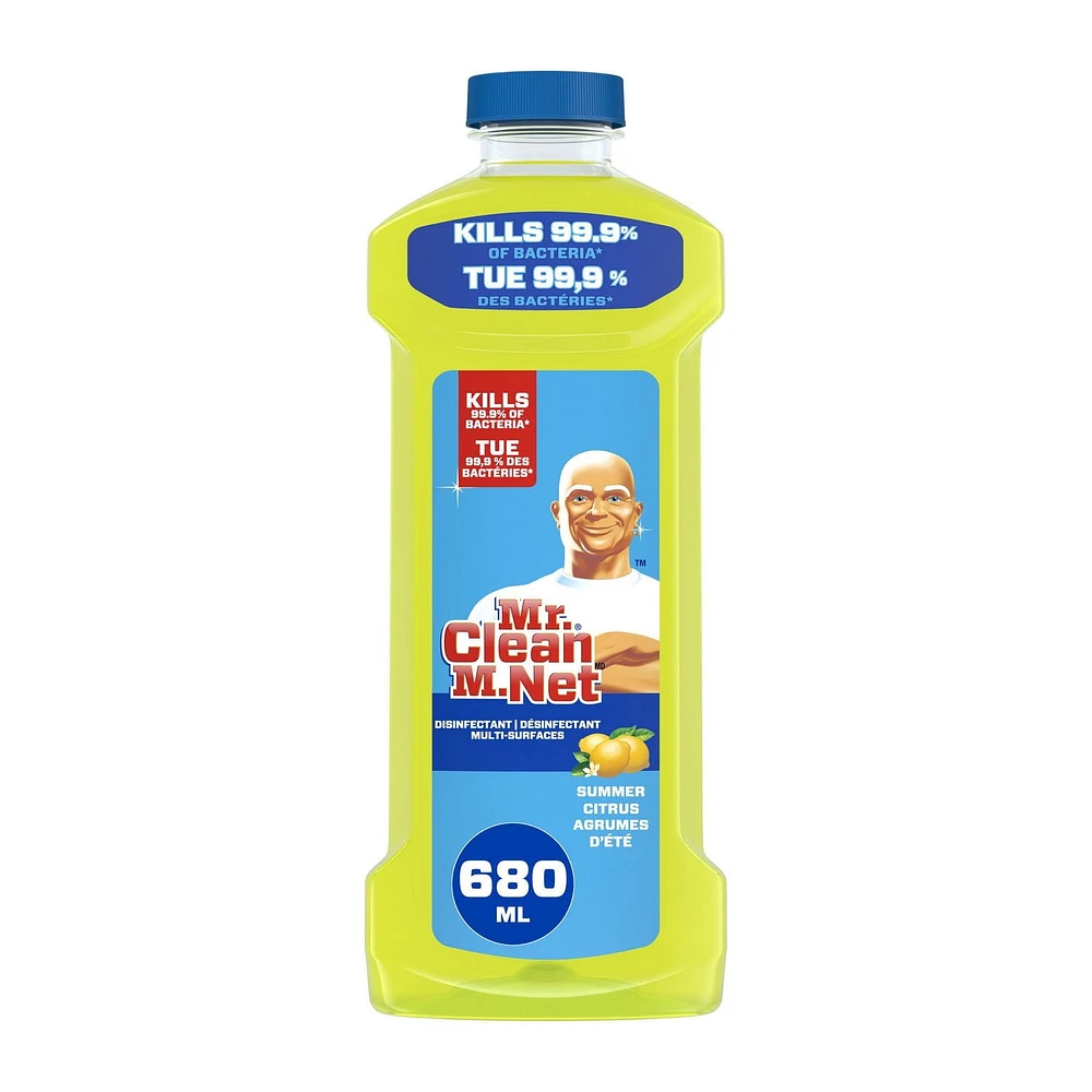 Mr. Clean Antibacterial Multi Surface Cleaner with Summer Citrus Scent, Disinfectant, All Purpose Cleaner, 1.21L