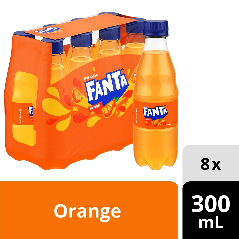 Fanta Orange Bottles, 300 mL, 8 Pack, 8 x 300 ml