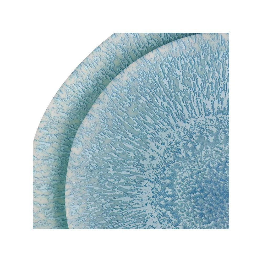 Gibson Home Indigo Frost 12 Piece Melamine Dinnerware Set, Metallic Blue