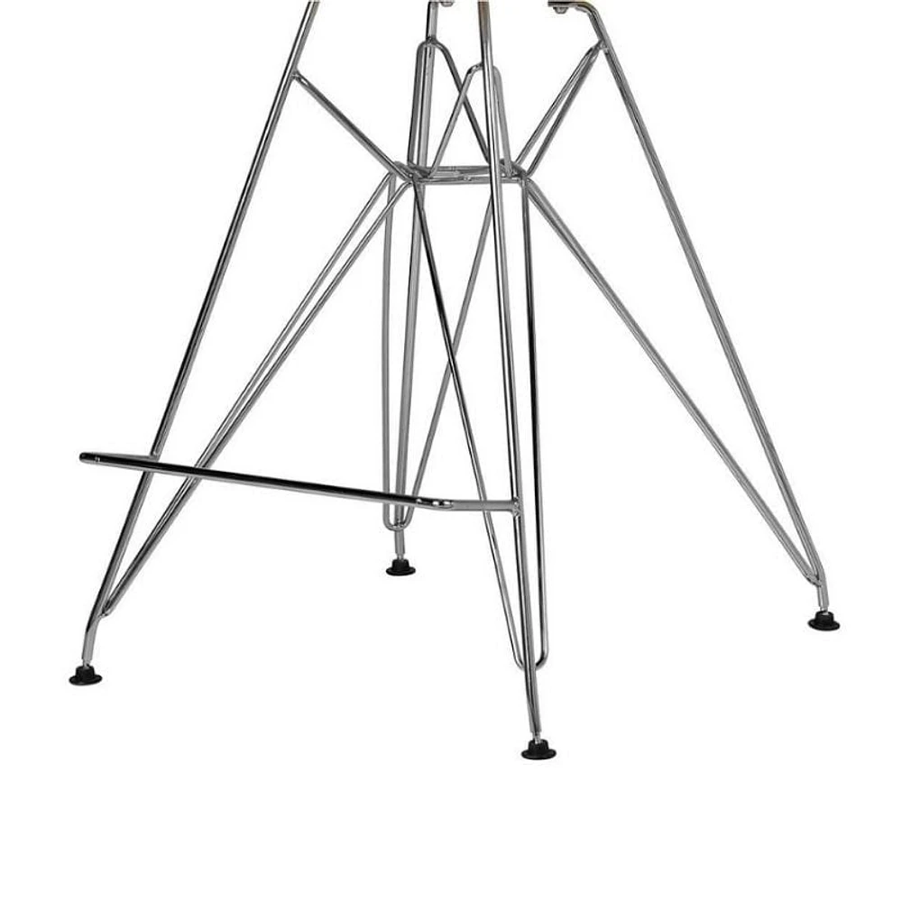 Tabouret Eiffel rose avec pieds chromés, barre (28 '' et plus), chaise tabouret idéale pour le comptoir d'îlot de cuisine. (lot de 2)