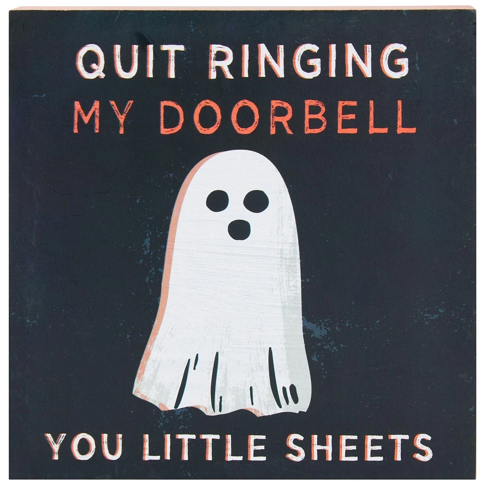 Pancarte carrée noire « Quit Ringing My Doorbell » Way To Celebrate, 5 po