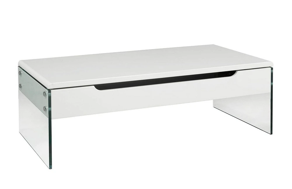Table basse à plateau relevable Kyle, blanc