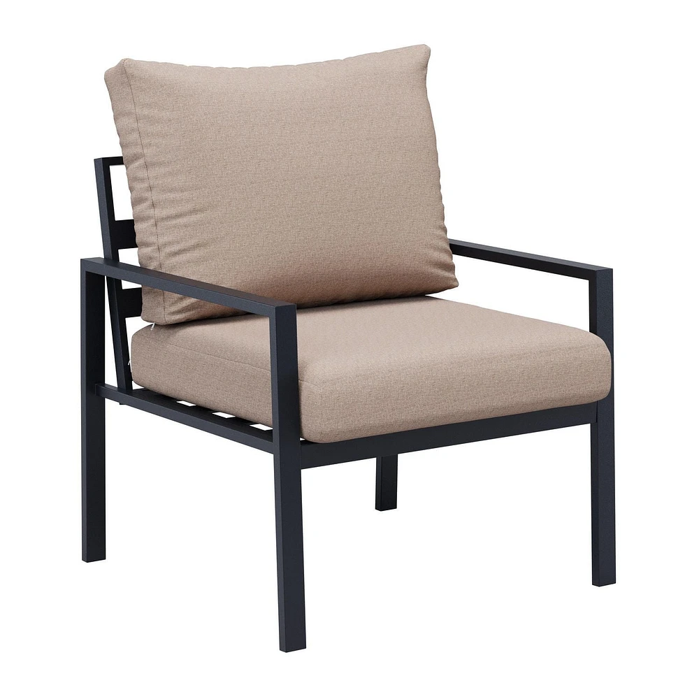 CorLiving Eden Deluxe Ensemble de conversation de patio extérieur en aluminium 4 pièces avec chaises, causeuse et table