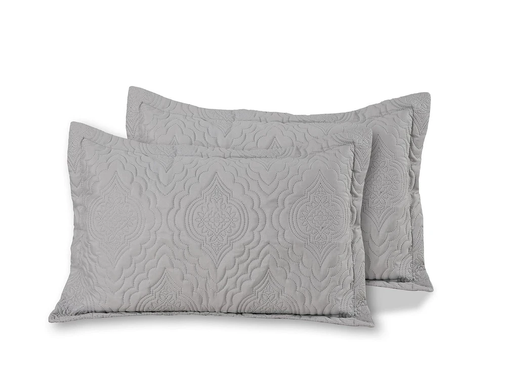 Marina Decoration Solid Embossed Pinsonic Coverlet Bedspread Bedding Ultra Soft Summer Quilt Set with Shams