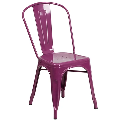 Chaise empilable en métal violet pour intérieur-extérieur