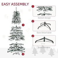 Homcom 2,1 m neige artificielle floqué sapin de Noël sapin de Noël maison de vacances décoration d'intérieur pour fête avec pieds pliables, vert