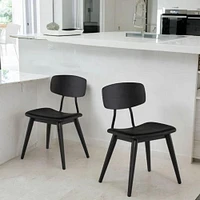 Scholar Dining Chair - Black Naugahyde seat with black oak legs and Black oak seat with black oak legs