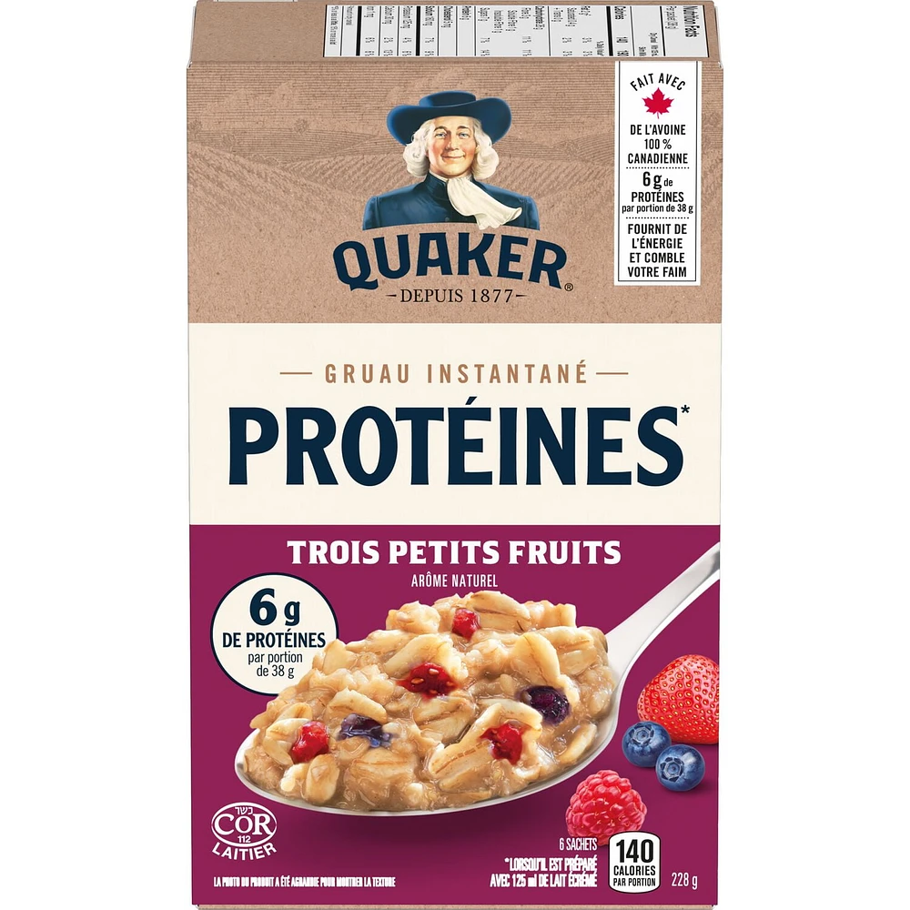 Quaker High Protein Triple Berry Instant Oatmeal, 228g