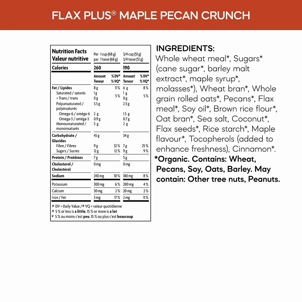 Nature's Path Flax Plus Maple Pecan Crunch Cereal, NP Flax Plus Cereal