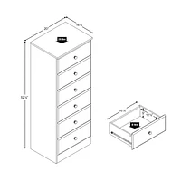 Prepac Astrid 6-Drawer Tall Chest, Drifted Gray