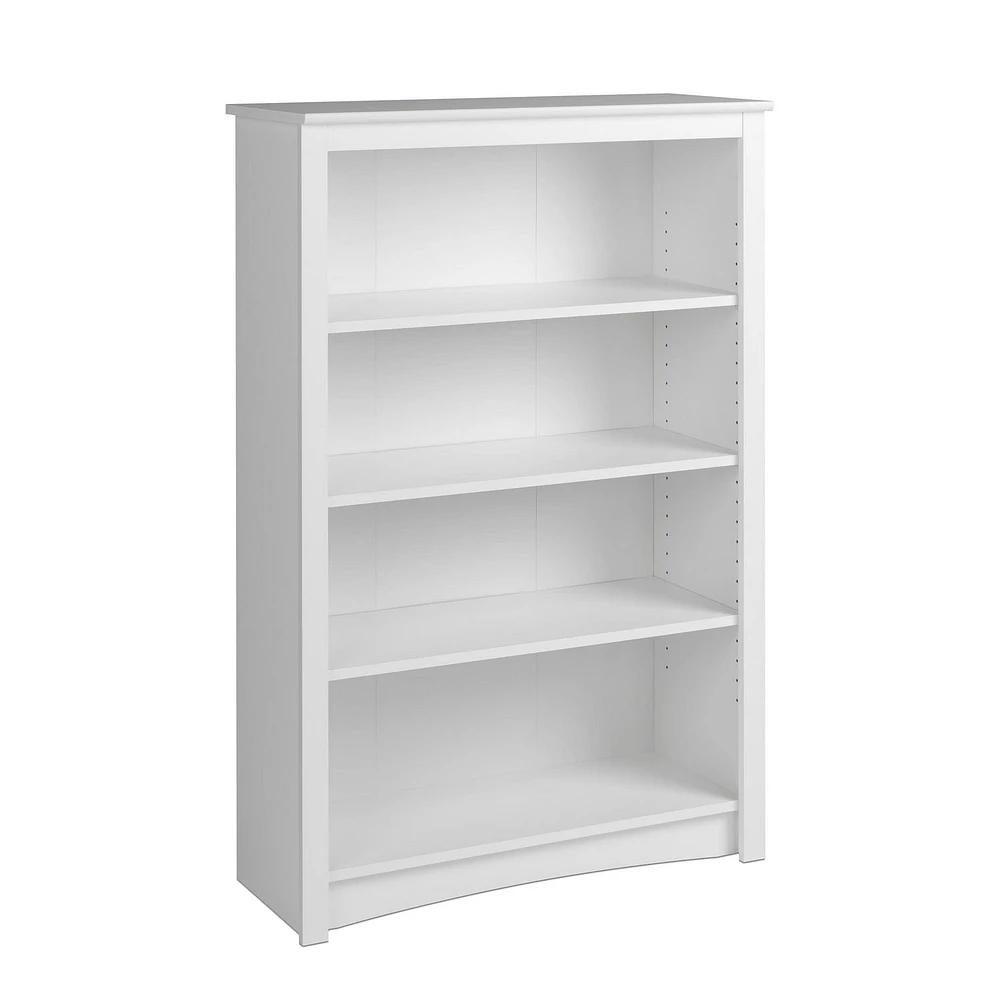 Prepac Bibliothèque standard à 4 tablettes pour bureau à domicile, blanc