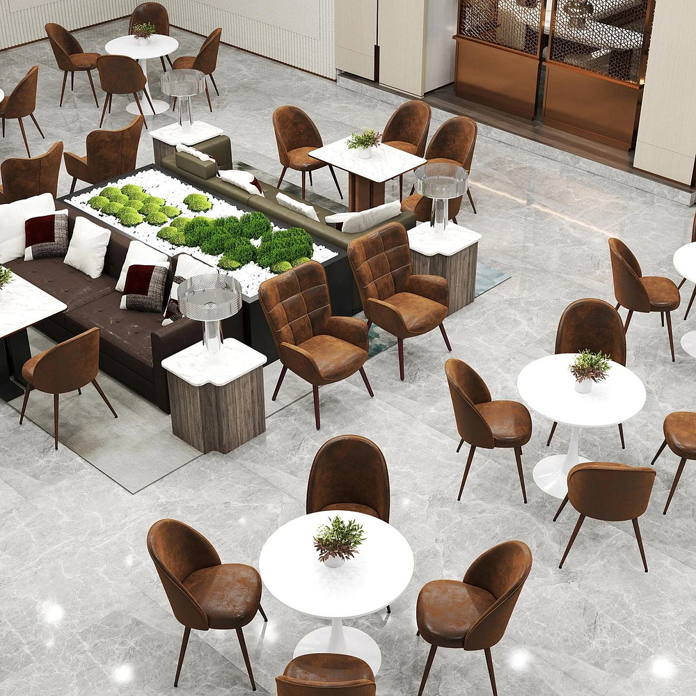 Ensemble de salle à manger 3 pièces Homy Casa avec table ronde blanche et 2 chaises rembourrées pour cuisine et salle à manger