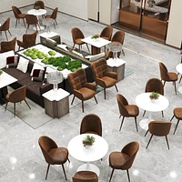 Ensemble de salle à manger 3 pièces Homy Casa avec table ronde blanche et 2 chaises rembourrées pour cuisine et salle à manger