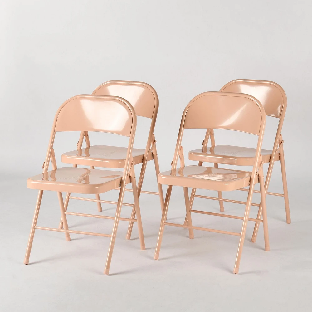 Lot de 4 chaises pliantes Homy Casa - Chaises en métal durables et élégantes en bleu/gris/rose Morandi élégant