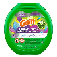 Capsules de détergent à lessive Gain Flings avec Odour Defense, capsules de détergent 3 en 1 avec Febreze et Oxi, parfum Explosion de fraîcheur, compatible avec les laveuses HE 76CT