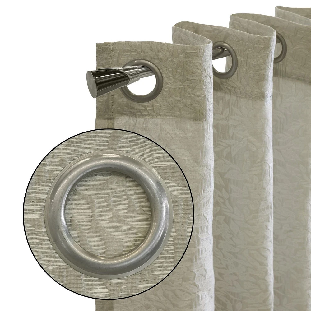 Loft Living Meera, filtrant la lumière panneau de rideau à œillets texturé à motif feuilles 52" x 95", argent