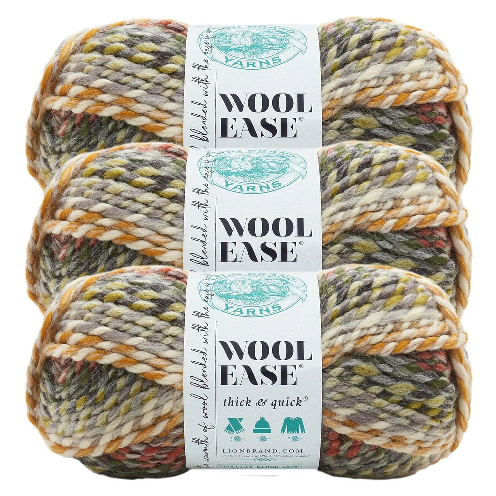 Fil Lion Brand Wool-Ease® Thick & Quick® Île Coney Fil #6 Super Bulky de acrylique/laine, 170g/ 97m, 3-CT