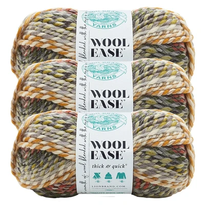 Fil Lion Brand Wool-Ease® Thick & Quick® Île Coney Fil #6 Super Bulky de acrylique/laine, 170g/ 97m, 3-CT